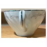 Vintage Silver Teapot, Pedestal Dish & Porcelain Cups Lot