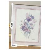 Floral Décor Lot – Framed Art, Table Lamp & Vase Arrangement