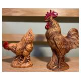 Pair of Vintage Farmhouse Rooster & Hen Figurines
