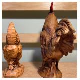 Pair of Vintage Farmhouse Rooster & Hen Figurines