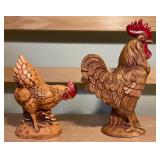 Pair of Vintage Farmhouse Rooster & Hen Figurines