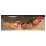 Pair of Vintage Farmhouse Rooster & Hen Figurines