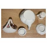 Handcrafted Rose Motif Ceramic Decor and Tea Set Pieces
