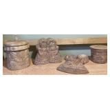 Vintage Ceramic Burlap Doll Kitchen Set