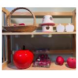 Country Apple Kitchen Décor Lot – Canister, Basket, Faux Apples, Candle Warmer & Accents