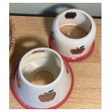 Country Apple Kitchen Décor Lot – Canister, Basket, Faux Apples, Candle Warmer & Accents