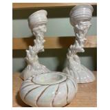 Coastal Shell & Sandcastle Decor Set – Nautical Ceramic Collection + Lighted Castle