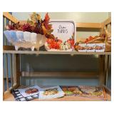 Fall & Thanksgiving Décor Lot – Cornucopia, Tray, Centerpiece Bowl & Napkins