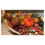 Fall & Thanksgiving Décor Lot – Cornucopia, Tray, Centerpiece Bowl & Napkins