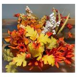 Fall Pumpkin Centerpiece & Ceramic Cornucopia Décor