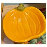 Fall Harvest Décor Lot – Carved Platter, Bowls & Pumpkins