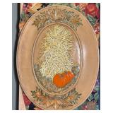 Fall Harvest Décor Lot – Carved Platter, Bowls & Pumpkins