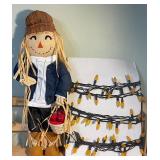 Fall Scarecrow Figure & Pumpkin String Lights