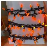 Fall Scarecrow Figure & Pumpkin String Lights