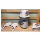 Handcrafted Vintage Style Ceramic Pansy Kitchen & Decor Set