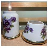 Handcrafted Vintage Style Ceramic Pansy Kitchen & Decor Set