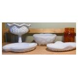 Milk Glass Serving & Display Pieces + Honeycomb Jar