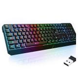 KLIM Chroma Wireless Keyboard RGB Backlit Gaming, Rechargeable Battery, PC Keyboard, Durable & Water-Resistant, Compatible with PS4, PS5 & Mac - Black