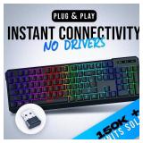 KLIM Chroma Wireless Keyboard RGB Backlit Gaming, Rechargeable Battery, PC Keyboard, Durable & Water-Resistant, Compatible with PS4, PS5 & Mac - Black