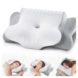 Cervical Pillow for Neck Pain Relief - Cooling Ergonomic Dual-Sided Orthopedic Neck Pillow with Ice Silk Pillowcase, Breathable Memory Foam Contour Pillow for Side, Back, Stomach Sleepers