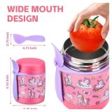 10oz Soup Thermo for Hot Food Kids Insulated Food Jar,Thermo Hot Food Lunch Container, Width Mouth Stainless Steel Lunch Box for Kids with Spoon (Pink-Cute Horse)