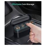 HALOBLK Larger-Capacity Coin Holder for Car Change Holder Organizer, Compatible with Most Car & Trucks, Black