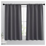 RYB HOME Grey Blackout Curtains - Thermal Insulated Noise Reducing Energy Efficiency Small Window Decor for Kitchen Bedroom Bathroom, 42 inches Wide x 45 inches Long, Gray, 1 Pair