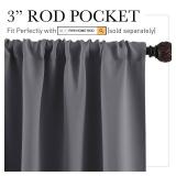 RYB HOME Grey Blackout Curtains - Thermal Insulated Noise Reducing Energy Efficiency Small Window Decor for Kitchen Bedroom Bathroom, 42 inches Wide x 45 inches Long, Gray, 1 Pair