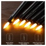 Stmarry Black Flameless Taper Candles with Remote and Timer - 9.65 Inch Real Wax LED Candlesticks - Wax Drip Battery Operated Halloween Taper Candles with 3D Flickering Flame Halloween Decor, 6 Pack