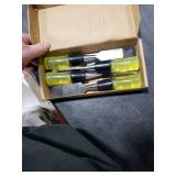 HURRICANE 4 Piece Wood Chisel Set for Woodworking. CR-V Steel Beveled Edge Blades with Safety Caps. Durable PVC High Impact Handle, for Precision Carving & DIY Projects (1/4, 1/2, 3/4, 1)