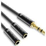 Syncwire Headphone Splitter, Nylon-Braided Extension Cable Audio Stereo Y Splitter (Hi-Fi Sound), 3.5mm Male To 2 Ports 3.5mm Female Headset Splitter for Phone, PS4, Switch, Tablets & More