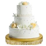 Wenqik Gold Cake Stand 14 Inch Round Metal Cupcake Dessert Wedding Cake Stand Cookies Display Holder with Modern Design Fruit Serving Tray for Table Wedding Birthday Anniversary Party