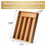 Besilord Silverware Organizer Kitchen Drawer Organizer Utensil Organizer Acacia Silverware Holder Cutlery Organizer in Drawer Flatware Organizer Tray 5 slots, Acacia