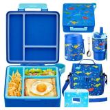 Pawtong Lunch Box Set with Bento Box Container, 17OZ Stainless Steel Food Soup Thermo, Kids Water Bottle & Portable Insulated Lunch Bag, Leakproof, Hot/Cold Retention for School, Travel (Dinasour)
