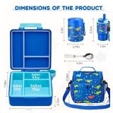 Pawtong Lunch Box Set with Bento Box Container, 17OZ Stainless Steel Food Soup Thermo, Kids Water Bottle & Portable Insulated Lunch Bag, Leakproof, Hot/Cold Retention for School, Travel (Dinasour)