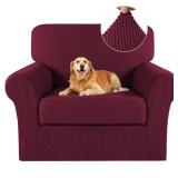 Turquoize 2 Piece Chair Covers Chair Slipcovers For Living Room Armchair Sofa Covers Chair Couch Cover with Arms Washable Furniture Protector for Chairs Feature Thick Jacquard Fabric (Chair, Burgundy)