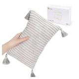 vocheer Small Travel Pillow with Tassels, 11x 7 Neck Pillow for Sleeping, Mini Travel Pillows, Tiny Pillows for Neck, Wrist, Lumbar and Knee, Pets, Machine Washable,Grey-1pc