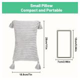 vocheer Small Travel Pillow with Tassels, 11x 7 Neck Pillow for Sleeping, Mini Travel Pillows, Tiny Pillows for Neck, Wrist, Lumbar and Knee, Pets, Machine Washable,Grey-1pc