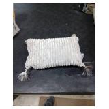 vocheer Small Travel Pillow with Tassels, 11x 7 Neck Pillow for Sleeping, Mini Travel Pillows, Tiny Pillows for Neck, Wrist, Lumbar and Knee, Pets, Machine Washable,Grey-1pc