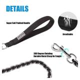 Chew Proof Metal Leash Chain for Medium Large Dogs, 4FT Strong Anti Chew, Comfortable Soft Padded Handle Black