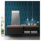 Safiyya 78.7x17.3Contact Paper Gold and Blue Peel and Stick Wallpaper Geometric Textured Wall Paper Self Adhesive Removable Wallpaper for Bedroom Bathroom