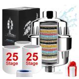 Aettechgd Shower Filter, 25 Stage Shower Head Filter for Hard Water, Latest Advanced Shower Head Filters, with 3 Filter Cartridges, for Removing Chemicals, Chlorine, Pesticides and More Chrome