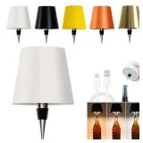 uwsfarv Wireless Bottle Lamp, Wine Bottle Lamp Shade 3 Color Temperature Rechargeable Wine Bottle Lights for Liquor Bottles, Wireless Table Lamp Cork for Bedroom, Restaurant & Bar (White)