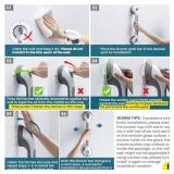 TAILI Grab Bars for Bathtubs and Showers 2 Pack Suction Grab Bar, Heavy Duty Shower Handle Removable Bath Handrails for Seniors and Elderly, Bathroom Safety Grip No Drilling Waterproof,Grey