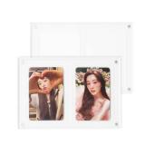 Baskiss 2 Pack Magnetic Card Holders, 66 x 91 mm Acrylic Clear Cases Protectors for Kpop Album MD Photocard Sports Baseball Basketball Photo Trading and Display (Double Slots)