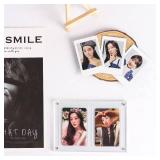 Baskiss 2 Pack Magnetic Card Holders, 66 x 91 mm Acrylic Clear Cases Protectors for Kpop Album MD Photocard Sports Baseball Basketball Photo Trading and Display (Double Slots)