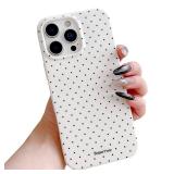 ekoneda for iPhone 16 Pro Case with Polka Dot Pattern Silicone Design Cute Fashion Girly Case Thin Slim Soft TPU Aesthetic Protective Case Cover for Women Girls, White