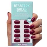 BTArtbox Press On Nails Short - Plum Red Squoval Press On Nails with Glue for Women, Opaque Soft Gel Glue On Nails in 15 Sizes - 30 Stick On Nails Kit, Blackberry