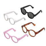 BOXOB 4pcs Doll Glasses, 4 Colors Plastic Doll Dress up Eyeglasses Toy Glasses Costume Accessories Compatible with 5.12 Inch Figures (White, Black, Tortoiseshell, Purple)