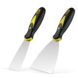 Smafixt Putty Knife Scraper Set, 2 4 Spackle Knife 2Pack, Stainless Steel Paint Scraper for Drywall Repairing and Clearing, Wallpaper Removal, Putty Applying, Plaster Scraping